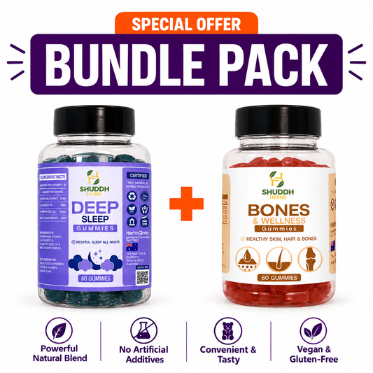 Bones & Wellness and Deep Sleep gummies bundle by Shuddh Herbs